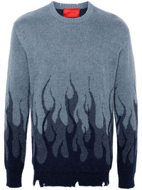 Maglione con doppia fiamma blu/grigio