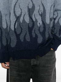 Maglione con doppia fiamma blu/grigio