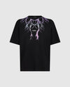 T-Shirt nera con fulmine viola