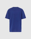 T-Shirt blu con cuore fiammeggiante ricamato