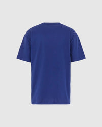 T-Shirt blu con cuore fiammeggiante ricamato