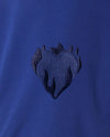 T-Shirt blu con cuore fiammeggiante ricamato