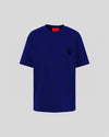 T-Shirt blu con cuore fiammeggiante ricamato